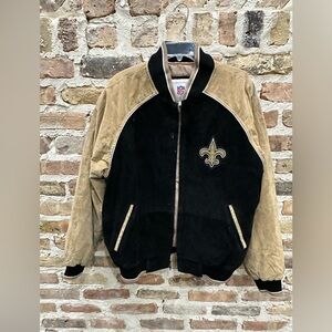 New Orleans SAINTS NFL Men's Black and Tan Varsity Jacket